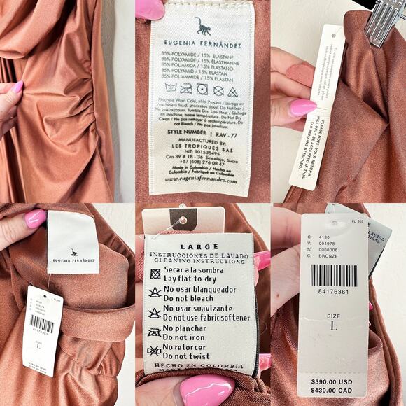 NWT Anthropologie Eugenia Fernandez Strapless Draped Mini Dress Bronze Large - Picture 12 of 15